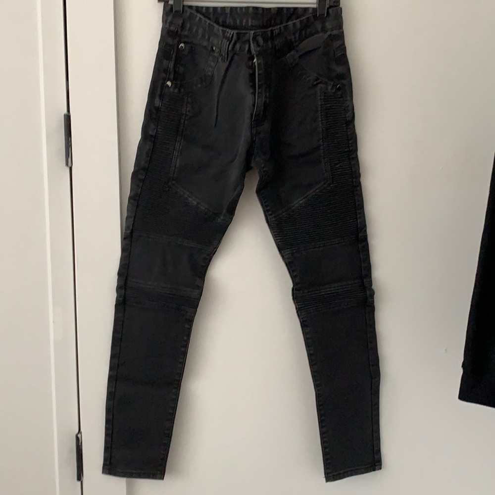 Represent Clothing Black Wax Moto Jeans Size 30